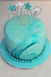 blue marble christening cake